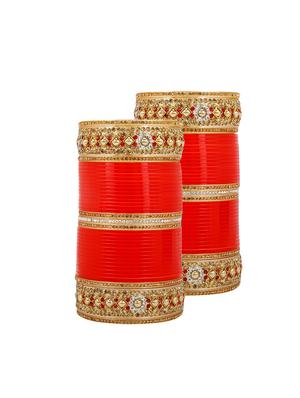 Red Gold Tone Stone Bangles - 15627468 - Standard Image - 1