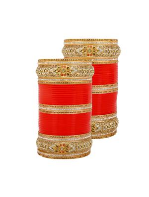 Red Gold Tone Stone Bangles - 15627469 - Standard Image - 1