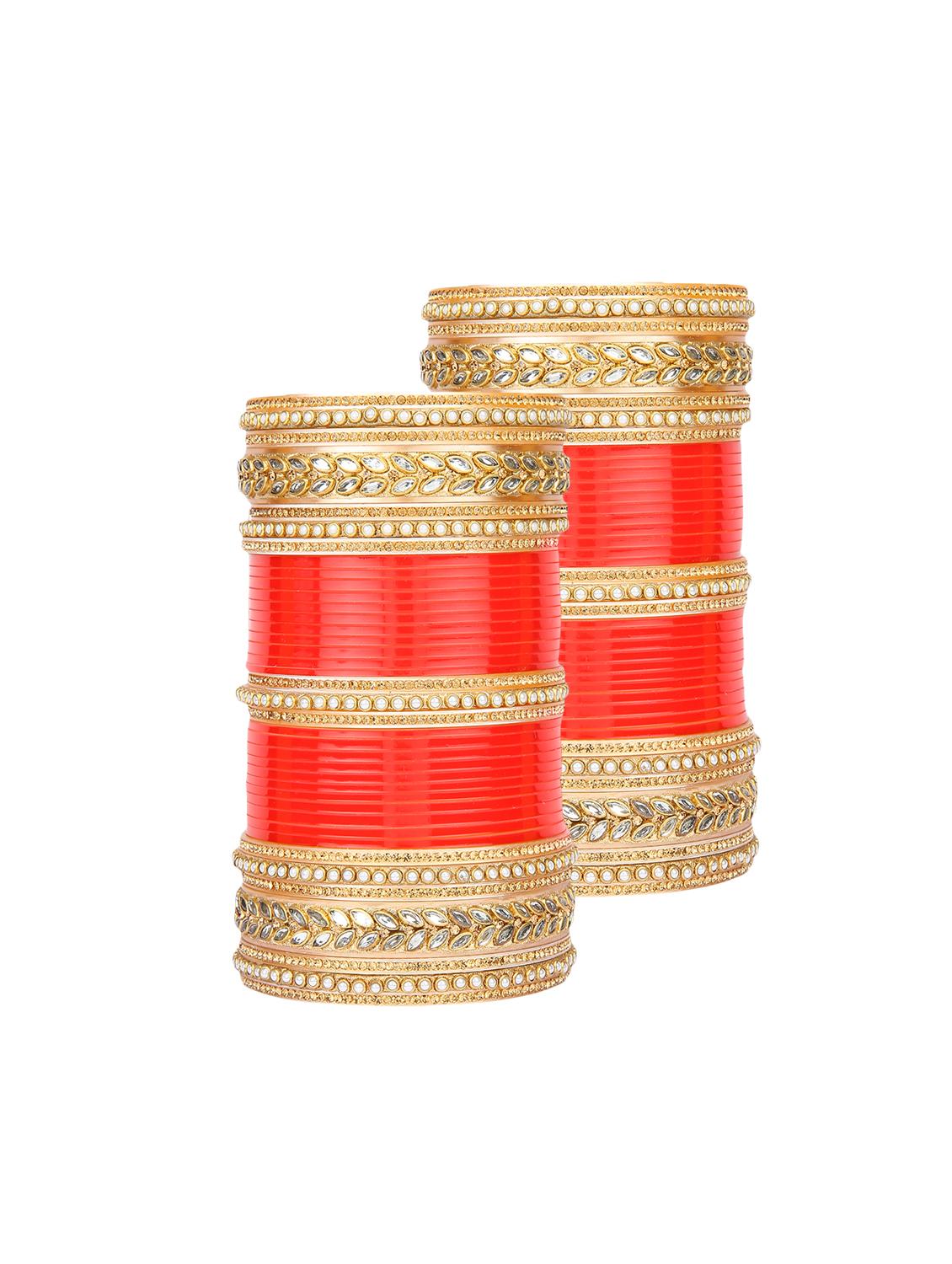 Red Gold Tone Stone Bangles - 15627470 - Zoom Image - 1