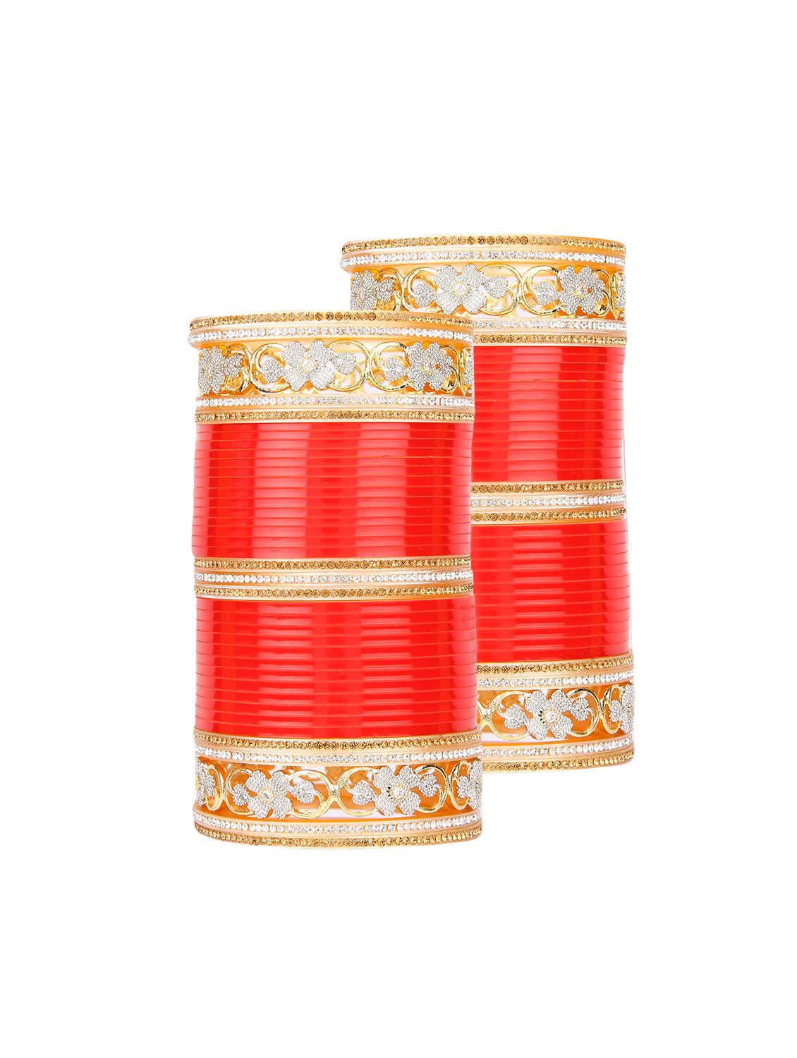 Red Gold Tone Stone Bangles - 15627471 - Zoom Image - 1