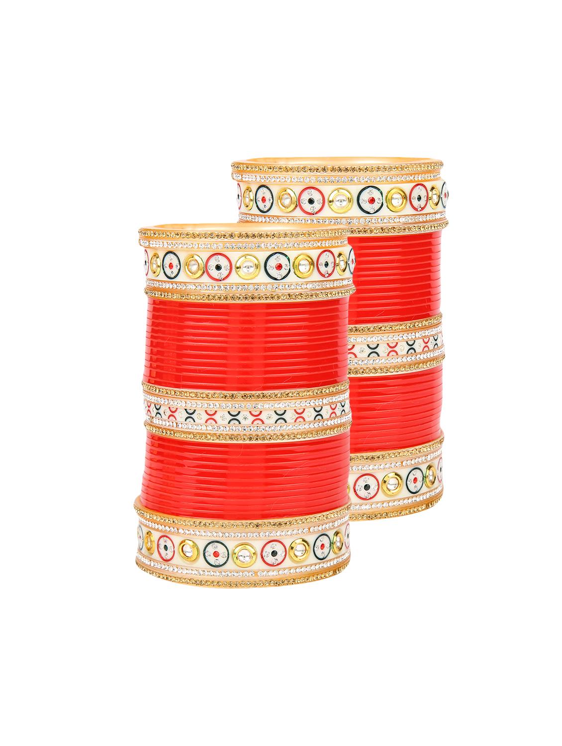 Red Gold Tone Stone Bangles - 15627473 - Zoom Image - 1