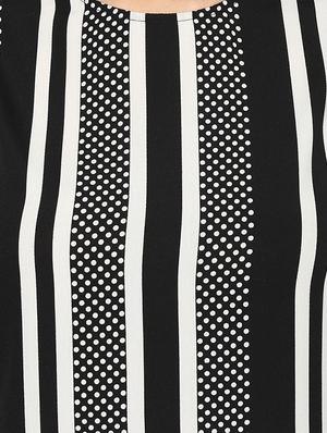monochrome striped round neck top - 15627943 - Standard Image - 4
