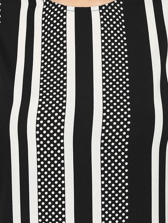 monochrome striped round neck top - 15627943 - Zoom Image - 4