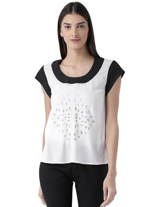 cutwork detail contrast asymmetric top - 15627973 - Standard Image - 1