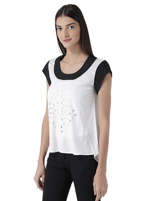 cutwork detail contrast asymmetric top - 15627973 - Standard Image - 2