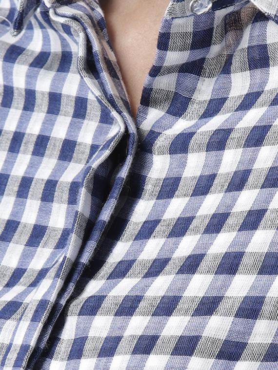 frilled detail concealed placket checkered shirt - 15628050 - Zoom Image - 4