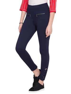 zip detail eyelet lace up hem jeggings - 15628211 - Standard Image - 2