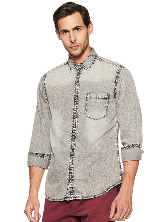 grey cotton casual shirt - 15628453 - Zoom Image - 1