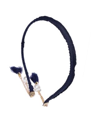 Golden Peacock Women Navy Beaded Hairband - 15628650 - Standard Image - 1