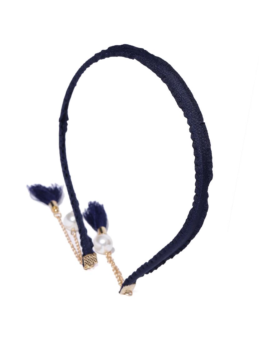 Golden Peacock Women Navy Beaded Hairband - 15628650 - Zoom Image - 1