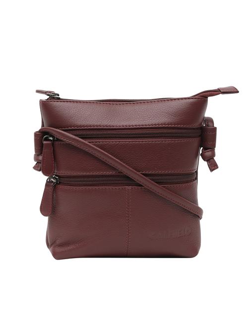 maroon leatherette (pu) messenger sling bag - 15628723 - Standard Image - 1