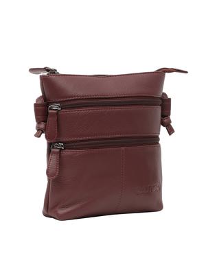 maroon leatherette (pu) messenger sling bag - 15628723 - Standard Image - 4
