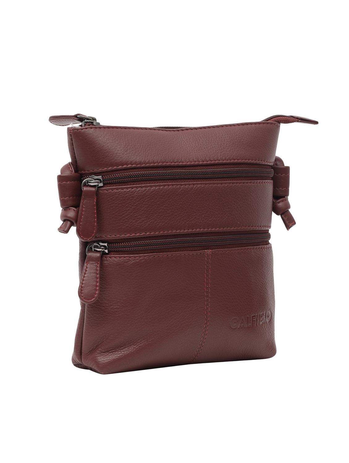 maroon leatherette (pu) messenger sling bag - 15628723 - Zoom Image - 4