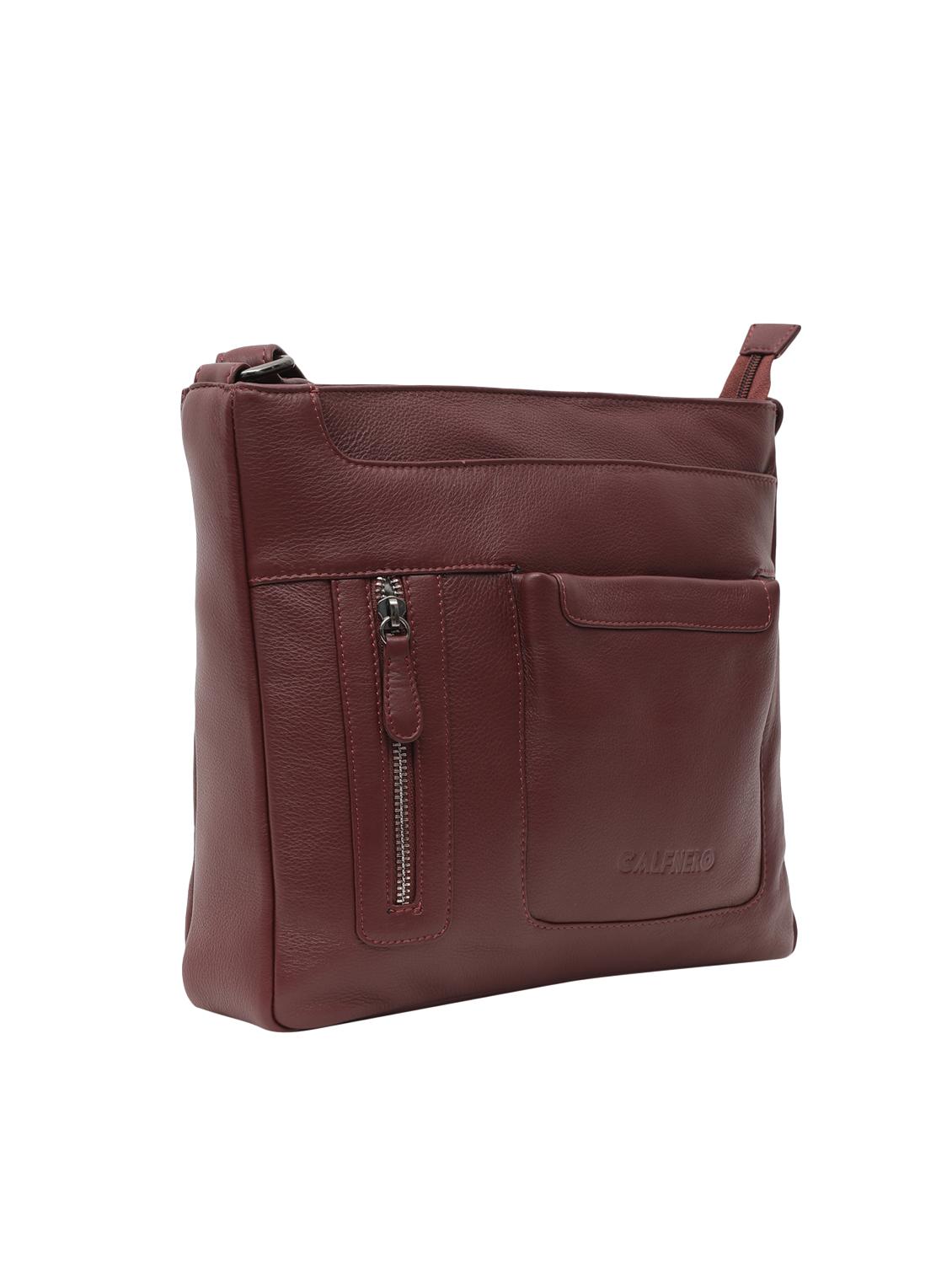 maroon leatherette (pu) regular sling bag - 15628730 - Zoom Image - 4