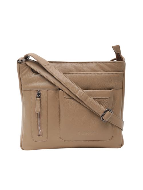 beige leatherette (pu) regular sling bag - 15628732 - Standard Image - 1