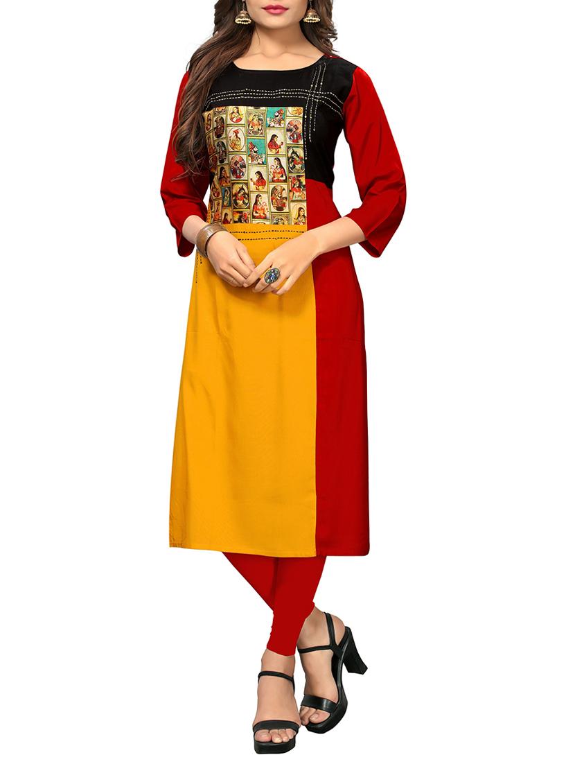straight color block kurta - 15628745 - Zoom Image - 1