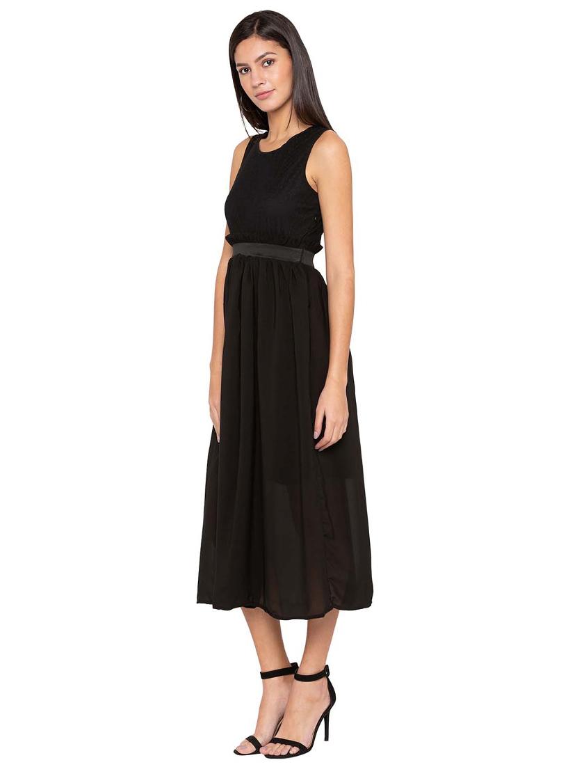 frilled detail waist fit and flare dress - 15628927 - Zoom Image - 3