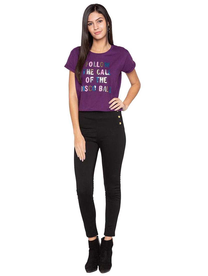 sequined slogan print tee - 15628941 - Zoom Image - 4