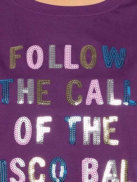 sequined slogan print tee - 15628941 - Zoom Image - 5