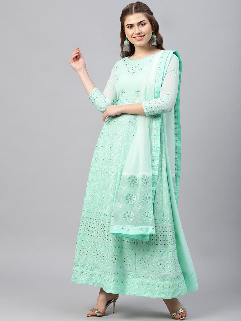 tonal embroidered anarkalli suit - 15629061 - Zoom Image - 1