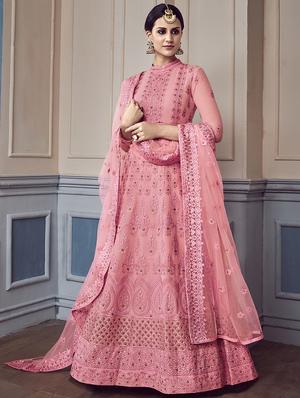 Tonal embroidered anarkalli suit - 15629095 - Standard Image - 1