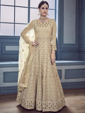 Tonal embroidered anarkalli suit - 15629097 - Standard Image - 1