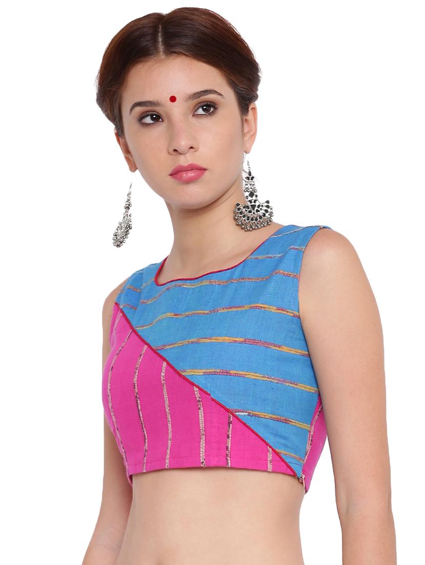 self-design color block blouse - 15629108 - Zoom Image - 2