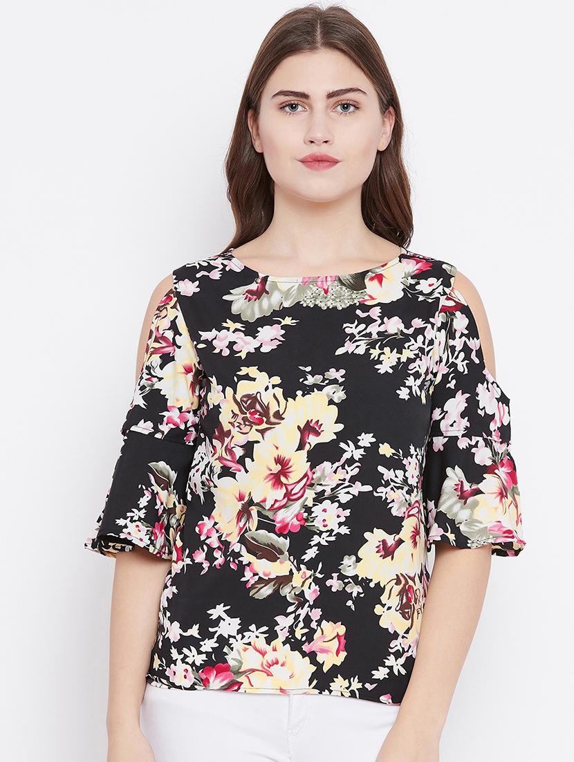 cold shoulder floral top - 15629305 - Zoom Image - 1