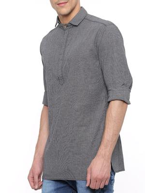 black cotton short kurta - 15629490 - Standard Image - 2
