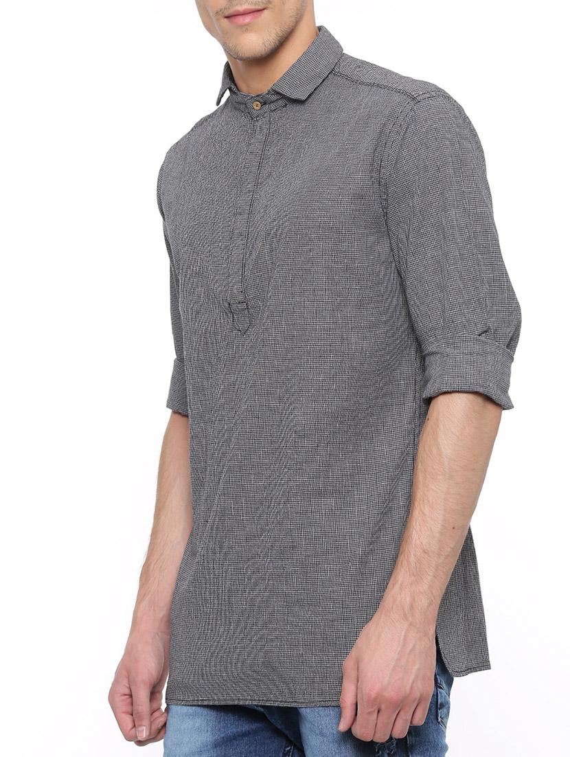 black cotton short kurta - 15629490 - Zoom Image - 2