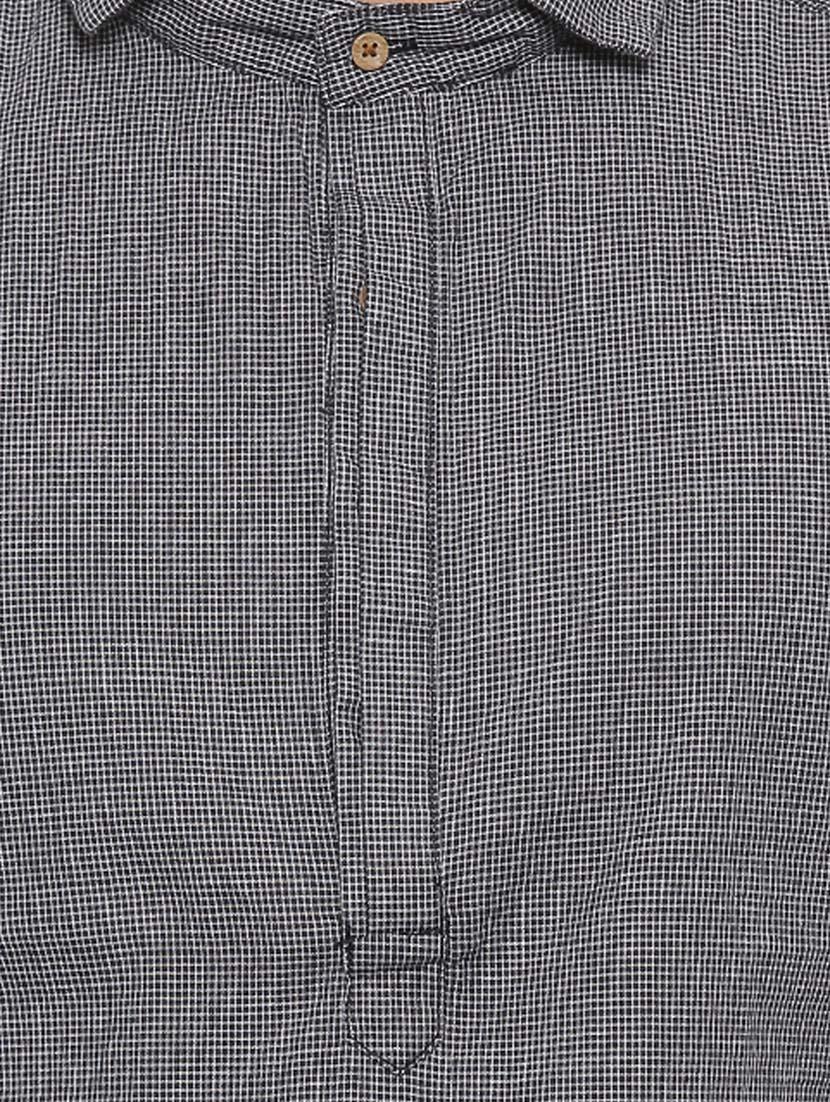black cotton short kurta - 15629490 - Zoom Image - 4