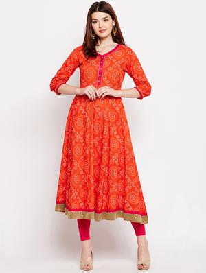 Bandhani flared kurta - 15629506 - Standard Image - 1