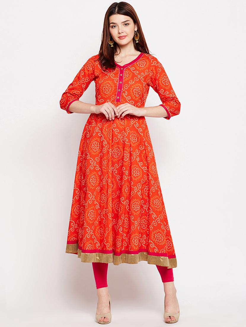 Bandhani flared kurta - 15629506 - Zoom Image - 1