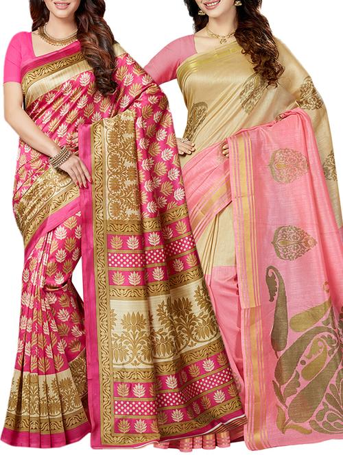 multicolor printed saree combo with blouse - 15630062 - Standard Image - 1