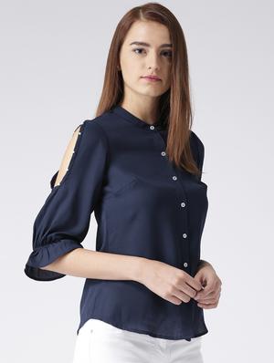 pearl embellished slit sleeved shirt - 15630116 - Standard Image - 2