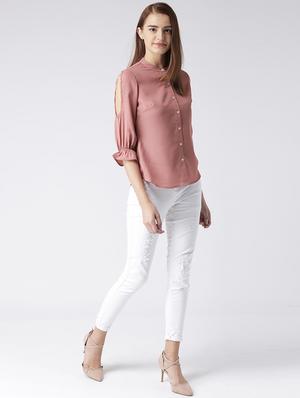 pearl embellished slit sleeved shirt - 15630117 - Standard Image - 4