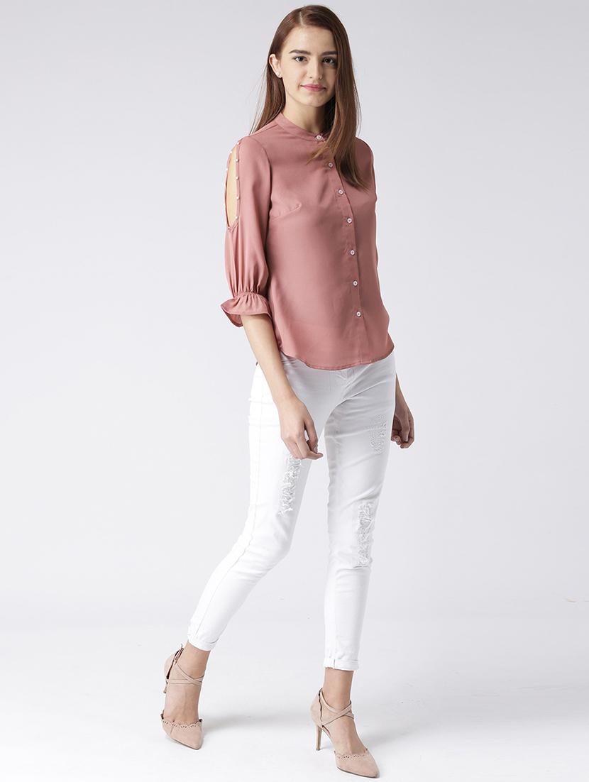 pearl embellished slit sleeved shirt - 15630117 - Zoom Image - 4