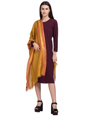 zari work striped woolen stole - 15630229 - Standard Image - 2