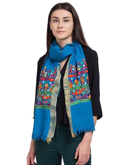 embroidered woolen stole - 15630233 - Standard Image - 1