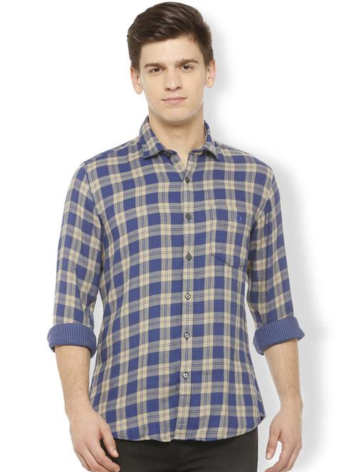blue cotton casual shirt - 15630407 - Standard Image - 1