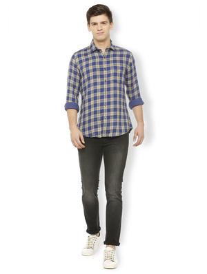 blue cotton casual shirt - 15630407 - Standard Image - 3