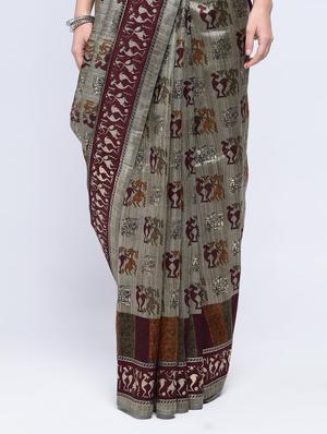 warli printed saree with blouse - 15630581 - Standard Image - 3