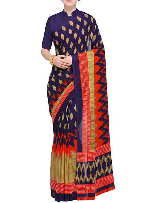 geometrical printed saree with blouse - 15630648 - Standard Image - 1