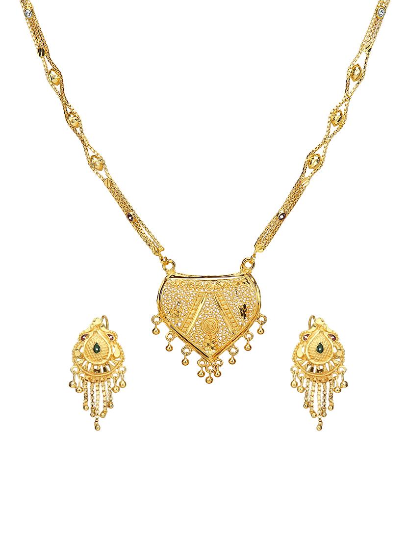 Gold Tone Necklace & Earrings Set - 15630801 - Zoom Image - 1