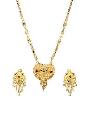 Gold Tone Mangalsutra & Earrings set - 15630805 - Standard Image - 1