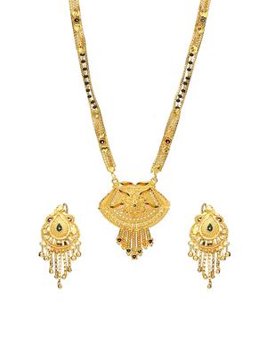Gold Tone Mangalsutra & Earrings set - 15630806 - Standard Image - 1