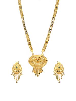Gold Tone Mangalsutra & Earrings set - 15630809 - Standard Image - 1