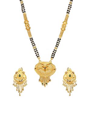 Gold Tone Mangalsutra & Earrings set - 15630812 - Standard Image - 1