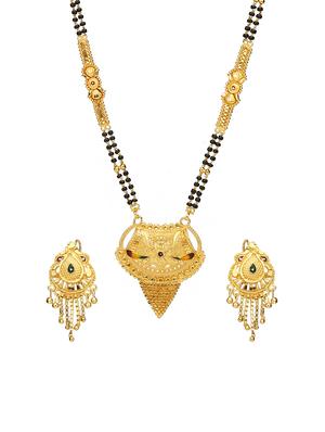Gold Tone Mangalsutra & Earrings set - 15630813 - Standard Image - 1