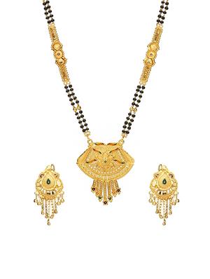 Gold Tone Mangalsutra & Earrings set - 15630814 - Standard Image - 1